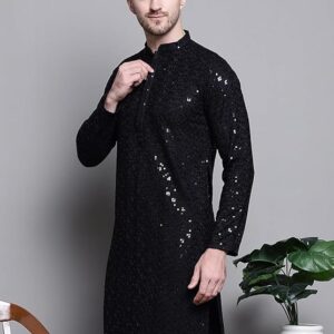 Jompers Men's Pure Cotton Regular Fit Casual Embroidered Kurtas