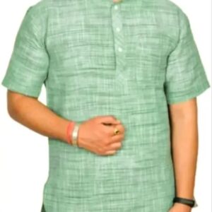 khadi short kurta for men with short sleeves regular fit indian kurta