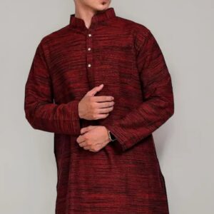 Men's Khadie Cotton - Kurta Pyjama Set - Maroon Color
